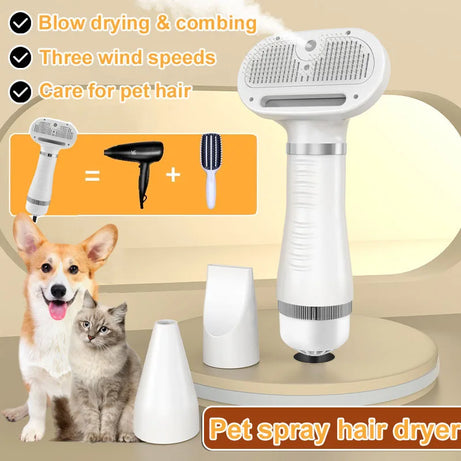 Quiet Pet Dog Dryer & Grooming Kit: Low Noise Hair Blower & Comb for Cats & Puppies