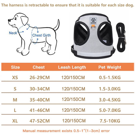 Pet Reflective Harness with Leash