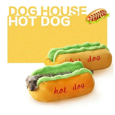 Soft Pet Bed Hot Dog House – Warm, Washable, for Cats & Dogs