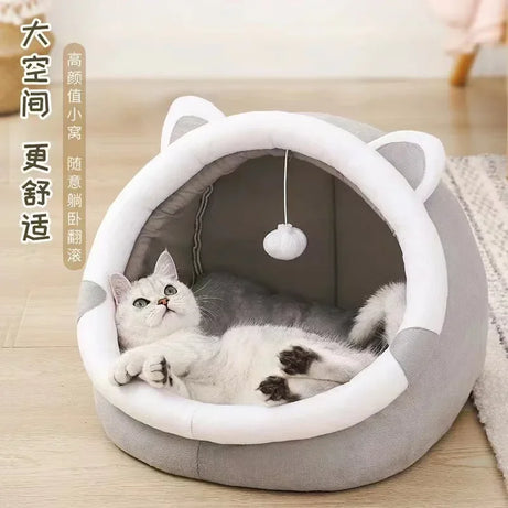 Cozy Cat Bed House Nest Cushion Tent Pet Sleeping Cave Basket
