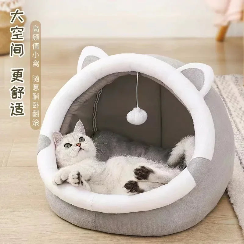 Cozy Cat Bed House Nest Cushion Tent Pet Sleeping Cave Basket