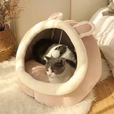 Cozy Cat Bed House Nest Cushion Tent Pet Sleeping Cave Basket