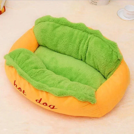 Soft Pet Bed Hot Dog House – Warm, Washable, for Cats & Dogs