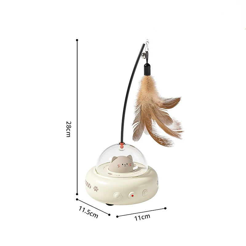 Smart Electric UFO Cat Teaser Toy w/ Bell & Feather