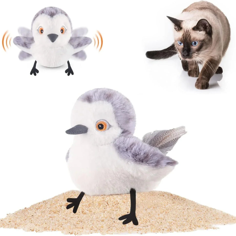 Rechargeable Chirping Flapping Bird Cat Toy with Catnip & Squeak