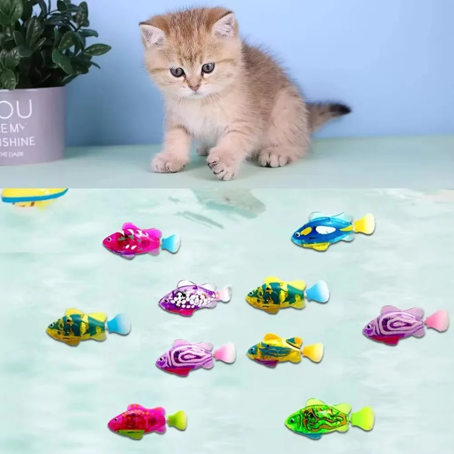 LED Robot Fish Cat Toy – Interactive, Glowing, Swims!