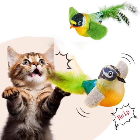 Interactive Cat Toy with Bird Sound & Catnip for Kittens