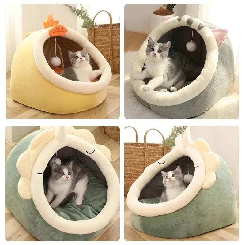 Cozy Cat Bed House Nest Cushion Tent Pet Sleeping Cave Basket
