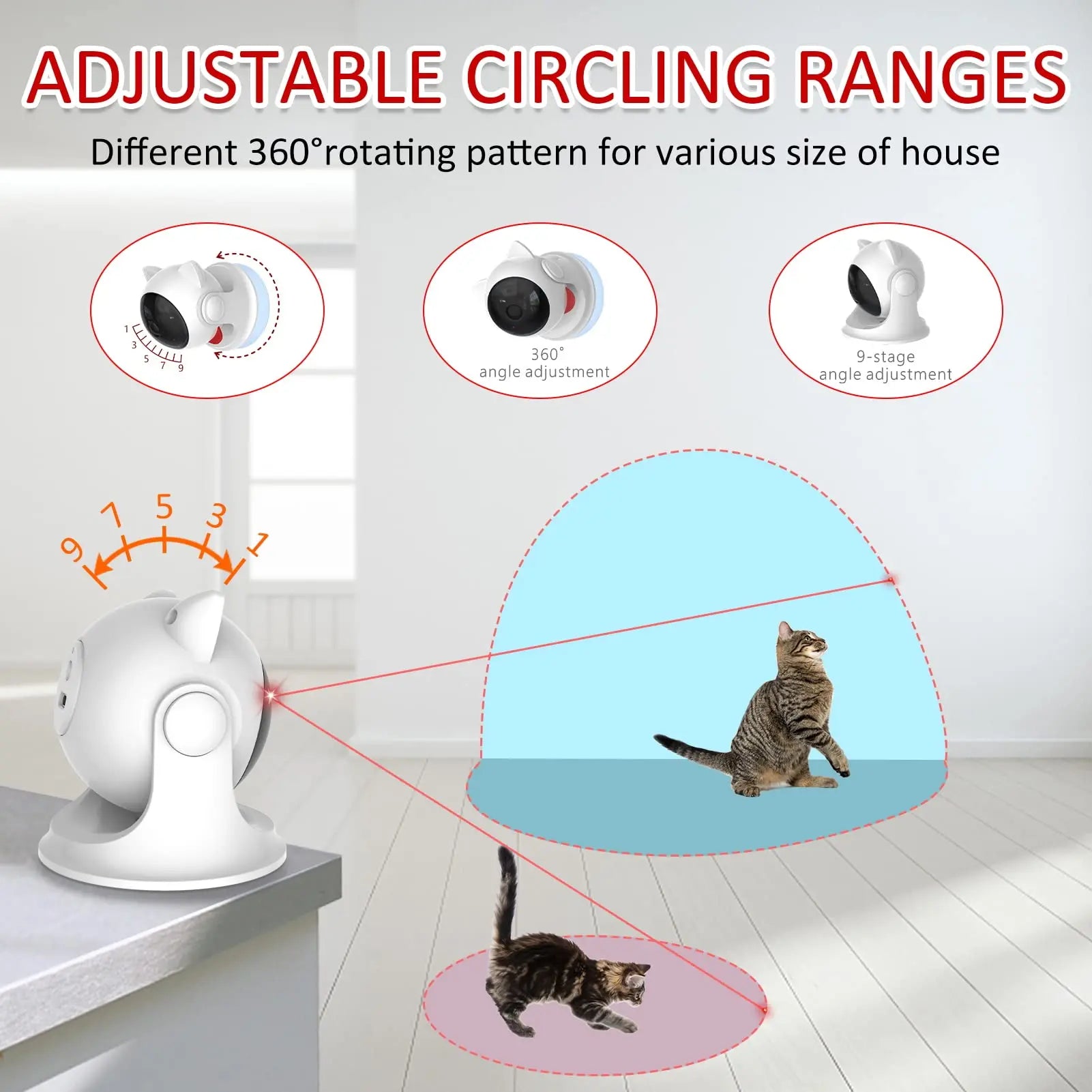 Automatic Rechargeable Cat Laser Toy, Random Motion, 2 Modes
