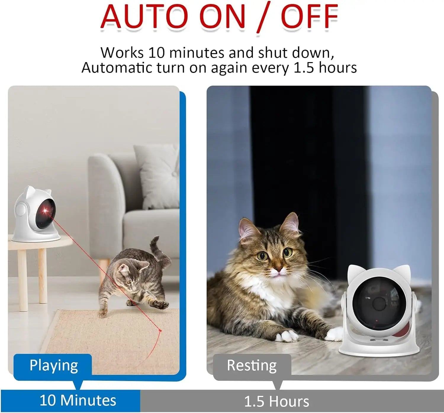 Automatic Rechargeable Cat Laser Toy, Random Motion, 2 Modes
