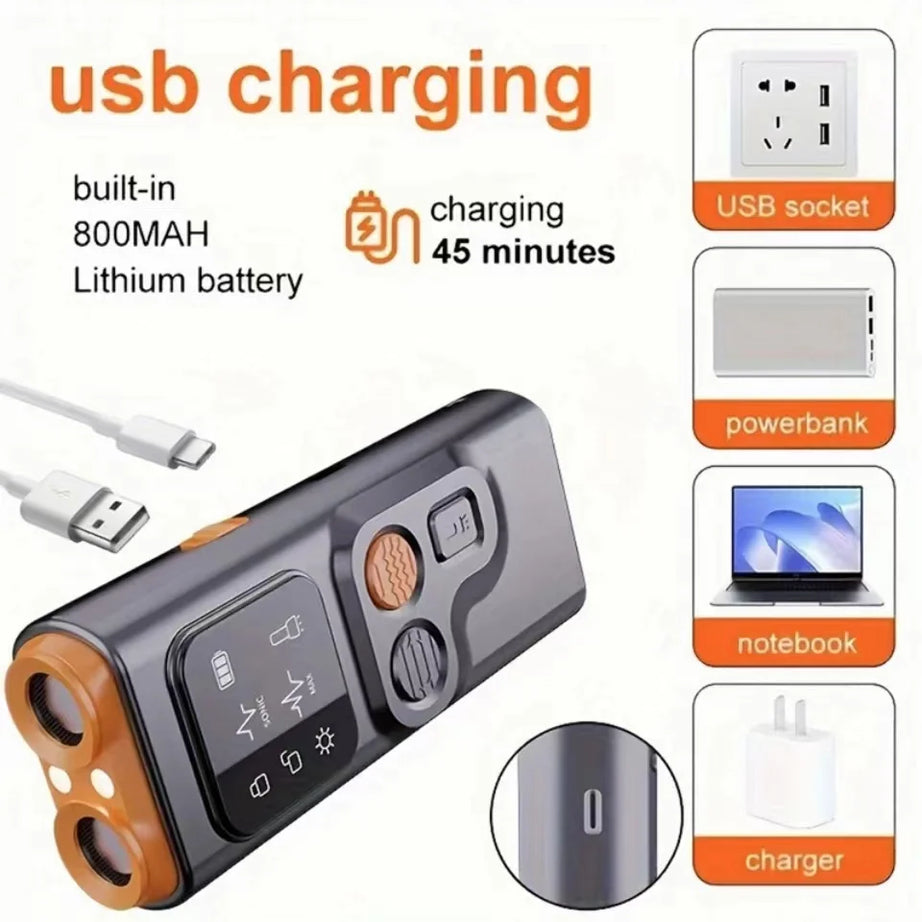 Rechargeable Ultrasonic Dog Repeller & Trainer with LED Light