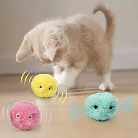 Smart Electric Cat Toy Ball – Plush, Catnip, Squeaky Fun