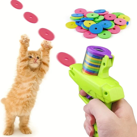 Funny Cat Turnip Gun Toy – 15 Discs, Interactive Pet Play
