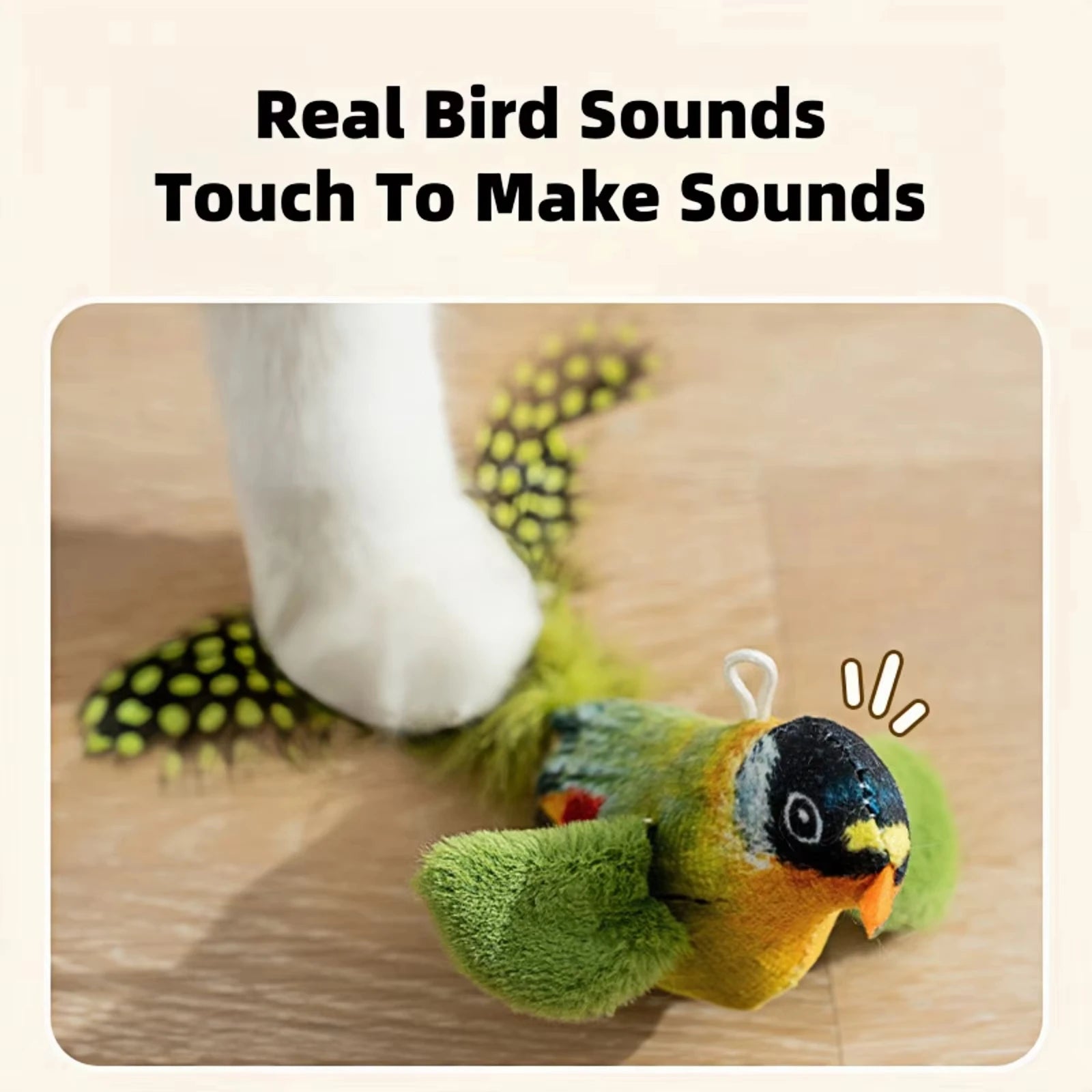 Interactive Cat Toy with Bird Sound & Catnip for Kittens