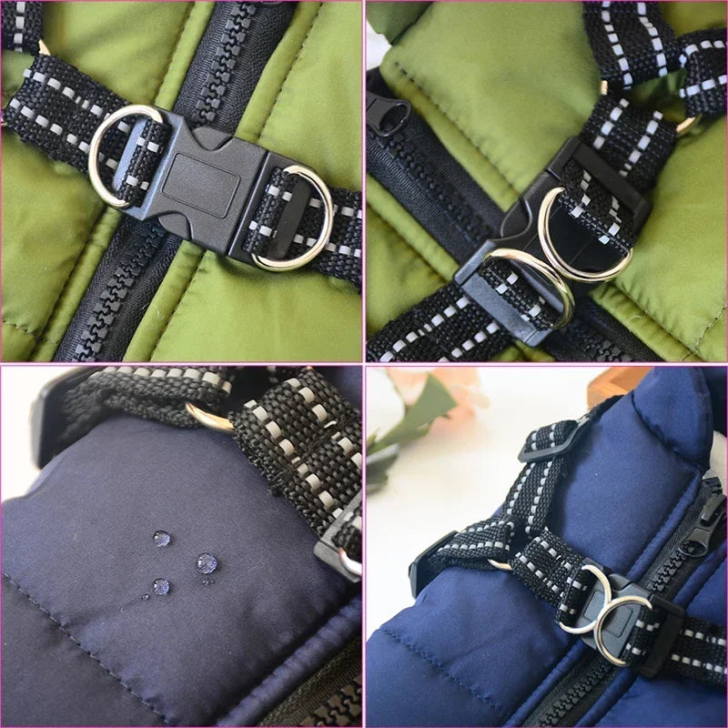 Waterproof Winter Dog Jacket Fleece Coat with Harness