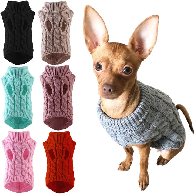 Winter Dog Sweater for Small Dogs Cats – Warm Turtleneck