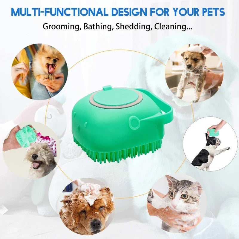 Pet Dog Shampoo Brush 2.7Oz 80ml Silicone Massage Comb for Bath