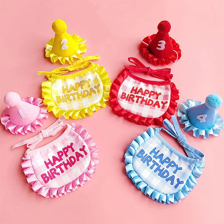 Pet Birthday Hat & Bib Set – Cute Costume for Cats & Dogs