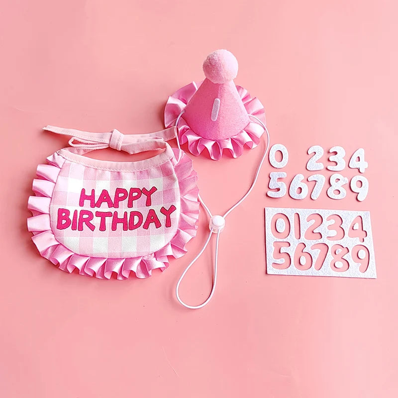 Pet Birthday Hat & Bib Set – Cute Costume for Cats & Dogs