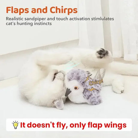 Rechargeable Chirping Flapping Bird Cat Toy with Catnip & Squeak