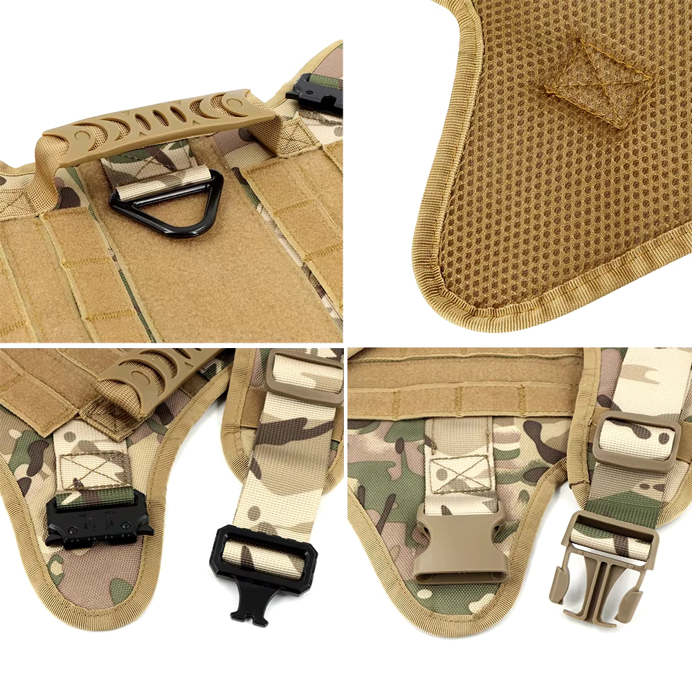 Tactical Dog Harness Leash Collar Set for Large Dogs