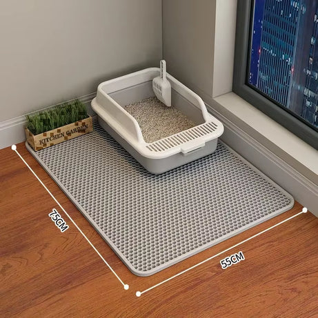 Double Layer Waterproof Cat Litter Mat, Non-Slip, Washable