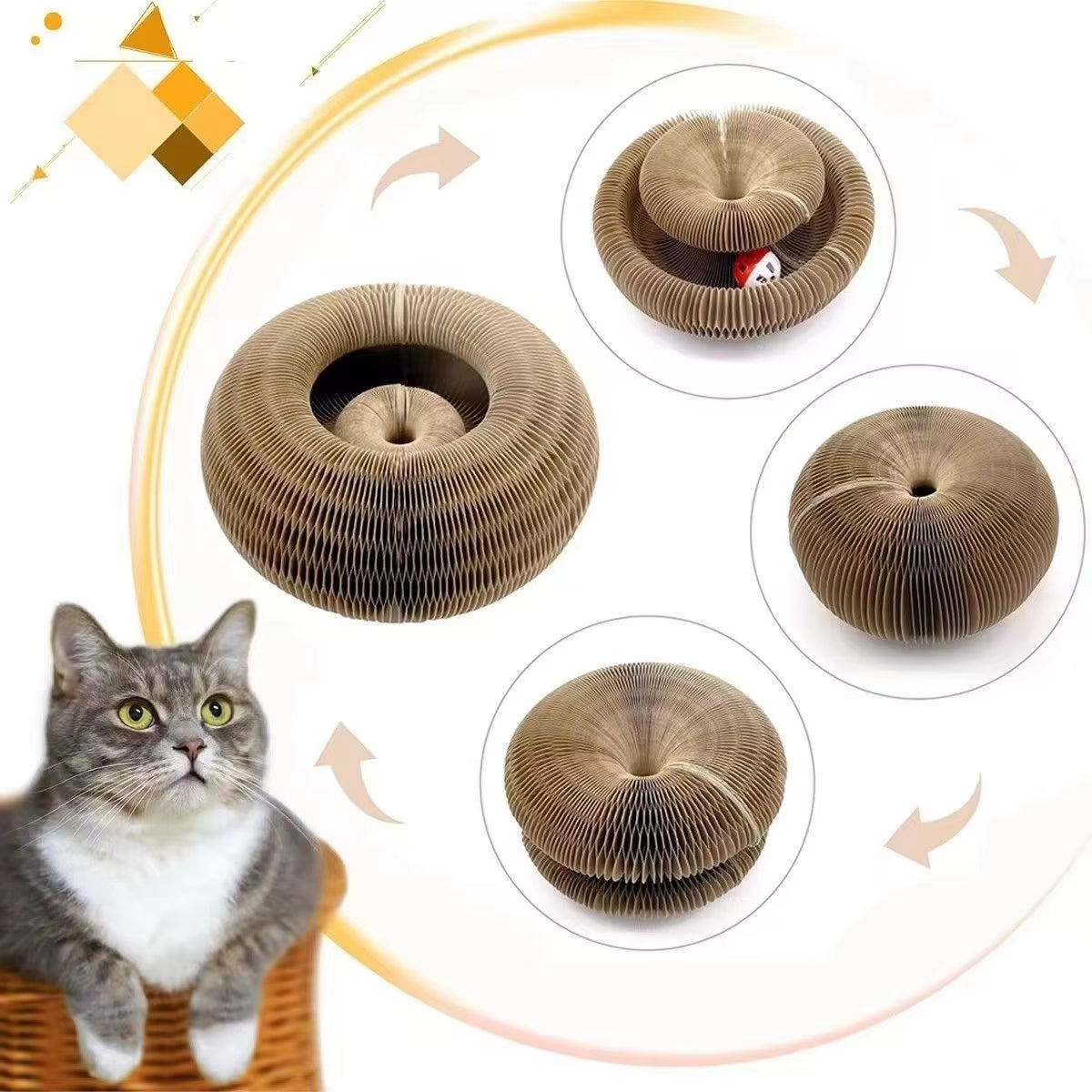 Magic Cat Toy Ball Kitten Game Training Fun Shapes Corrugated House