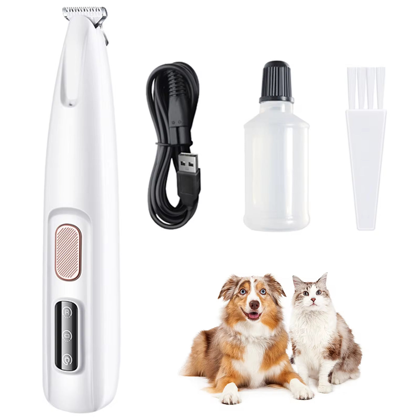 Rechargeable Waterproof Pet Paw Trimmer with LED Light for Dogs