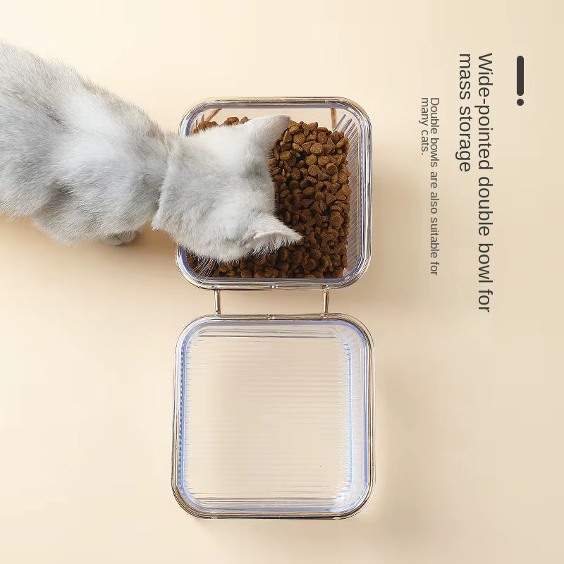 Transparent Cat Bowl, High Foot, Oblique Neck, Easy to Clean