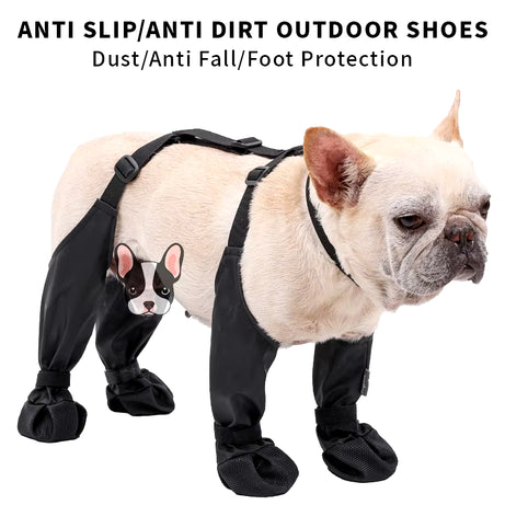 Waterproof Adjustable Non-Slip Dog Boots for Small & Medium Bulldogs