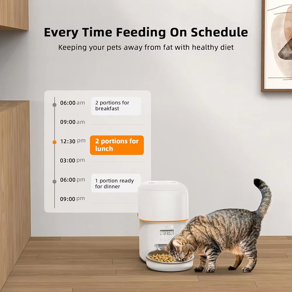 2L Smart Wifi Pet Feeder, 5V USB, Video for Cats & Dogs
