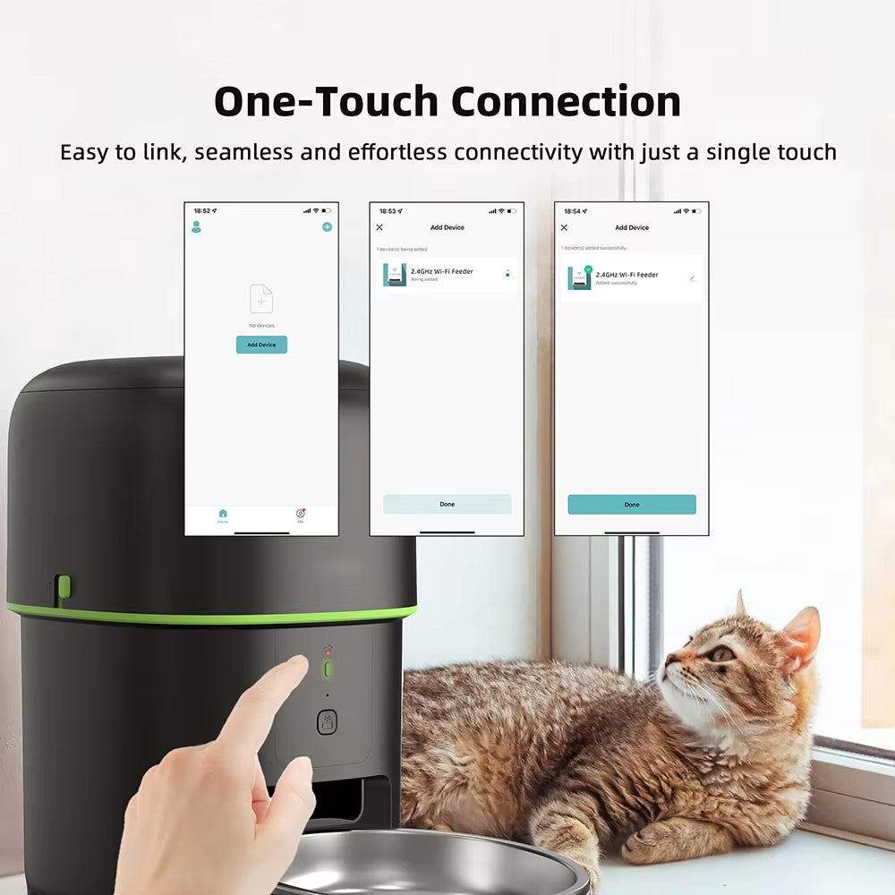 2L Smart Wifi Pet Feeder, 5V USB, Video for Cats & Dogs
