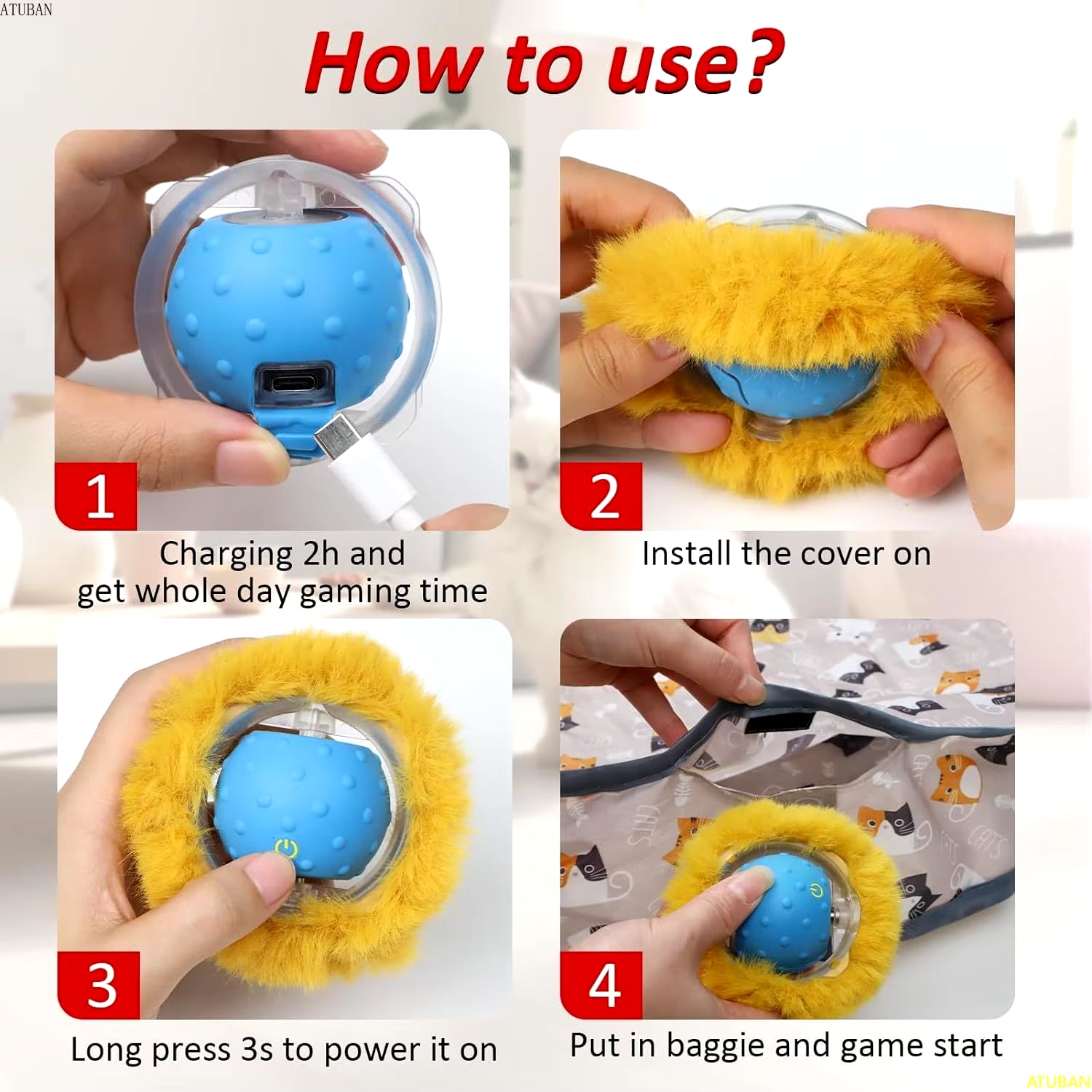 Interactive Electric Cat Toy, Motion Activated, Chirping, Hide & Seek