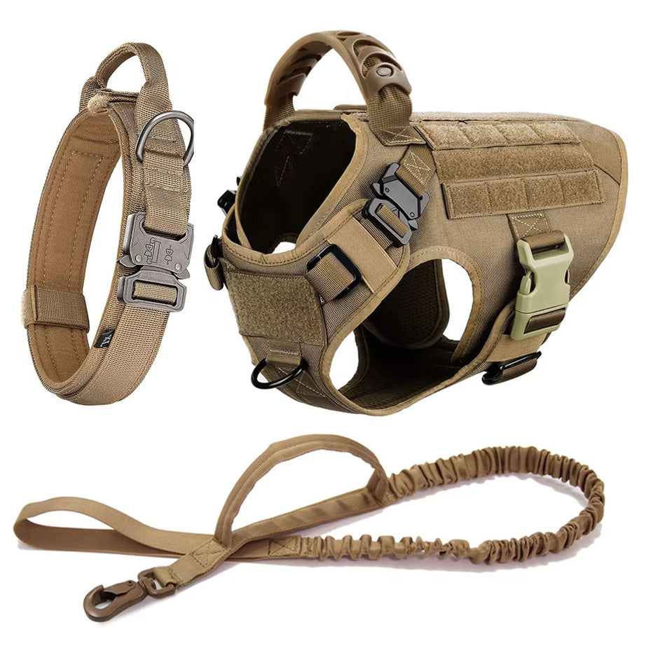 Tactical Dog Harness Leash Collar Set for Large Dogs
