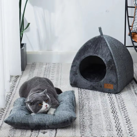 Winter Warm Foldable Cat Bed Soft Plush Pet House Sofa for Dogs
