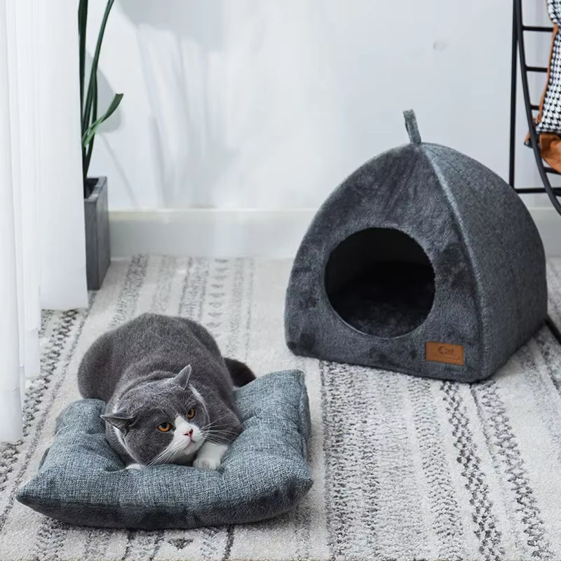 Winter Warm Foldable Cat Bed Soft Plush Pet House Sofa for Dogs