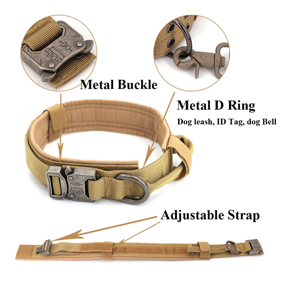 Tactical Dog Harness Leash Collar Set for Large Dogs