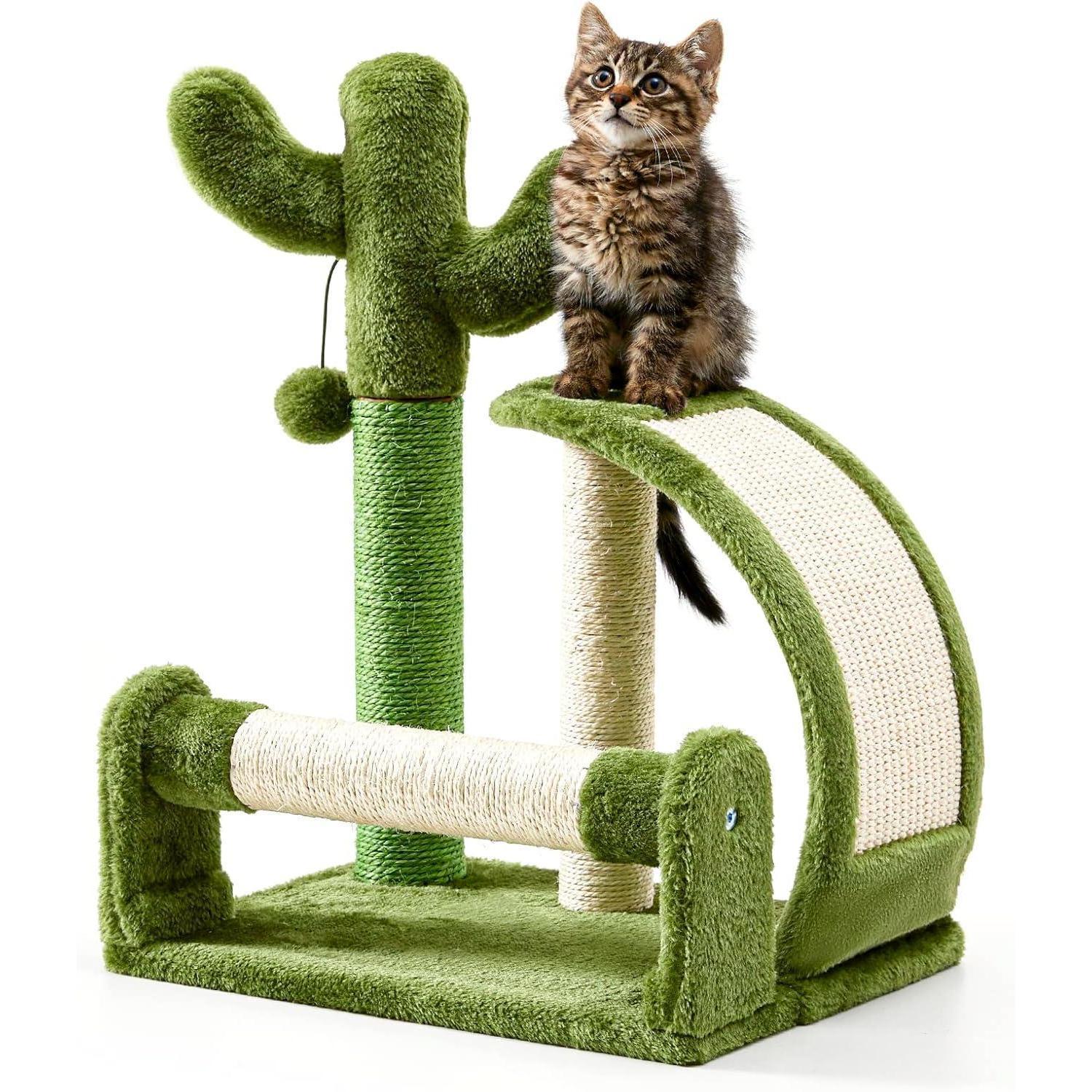 Cactus-Shape Natural Sisal Rope Cat Scratching Post – Easy to Assemble