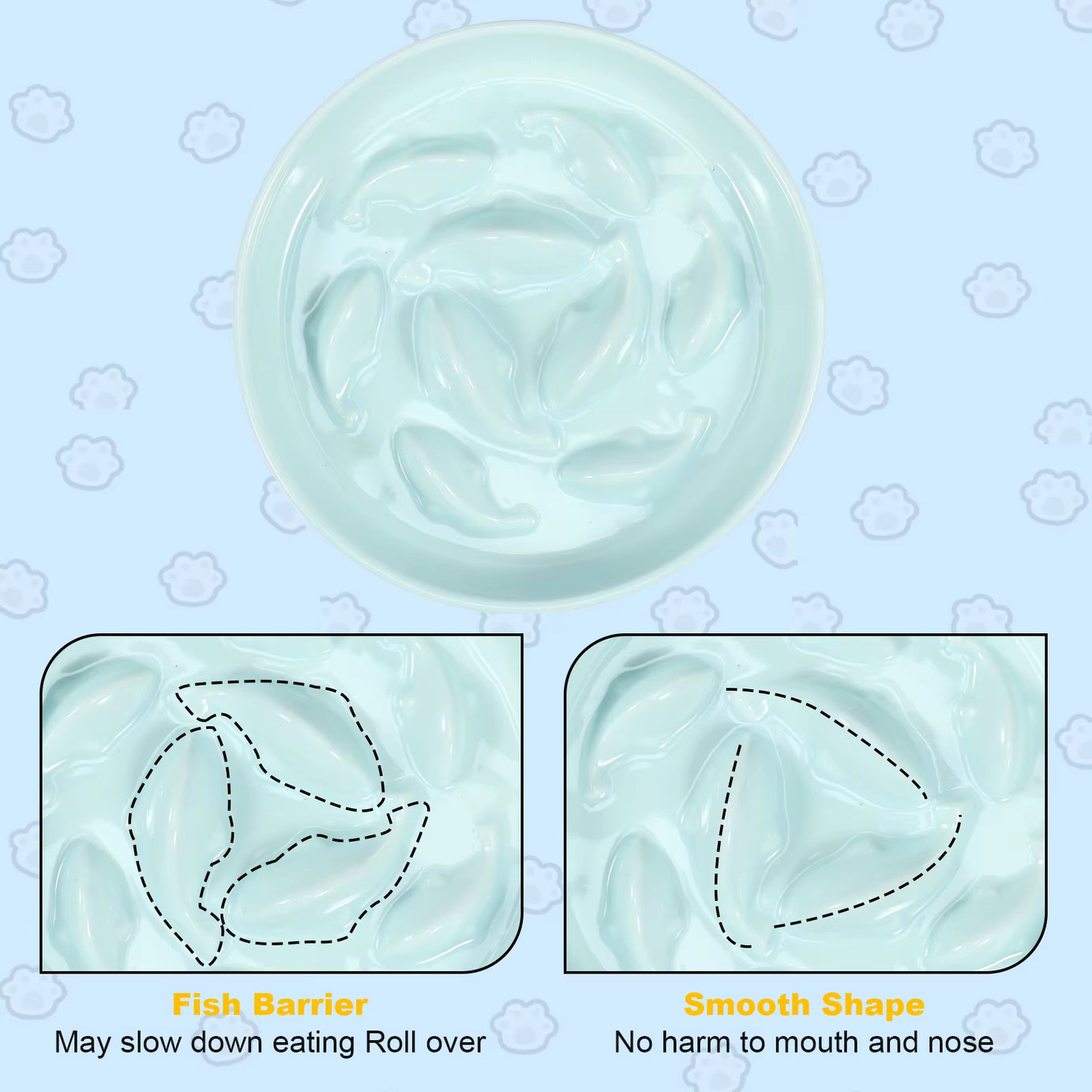 Slow Feeder Bowl with Wooden Stand for Cats - Anti-Choke