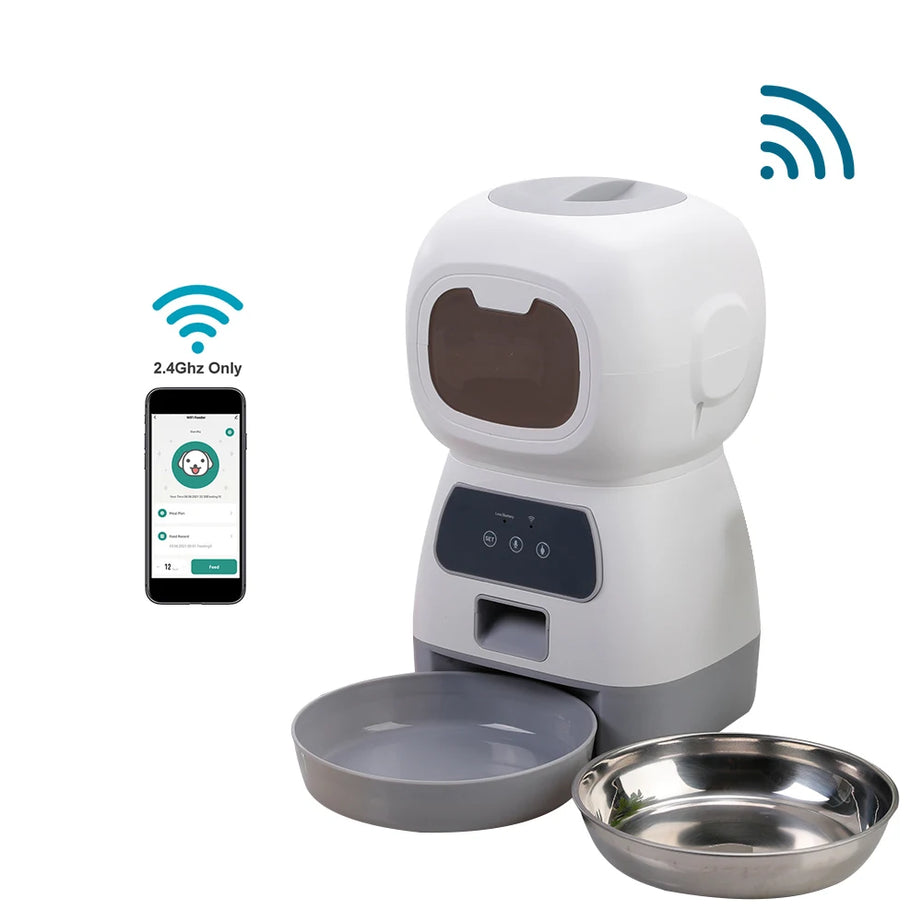 3.5L Auto Pet Feeder for Cats & Dogs, Wifi, Voice Recorder, Timing