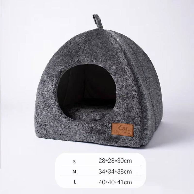 Winter Warm Foldable Cat Bed Soft Plush Pet House Sofa for Dogs