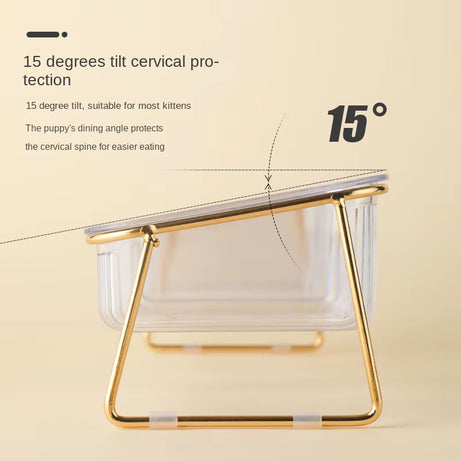 Transparent Cat Bowl, High Foot, Oblique Neck, Easy to Clean