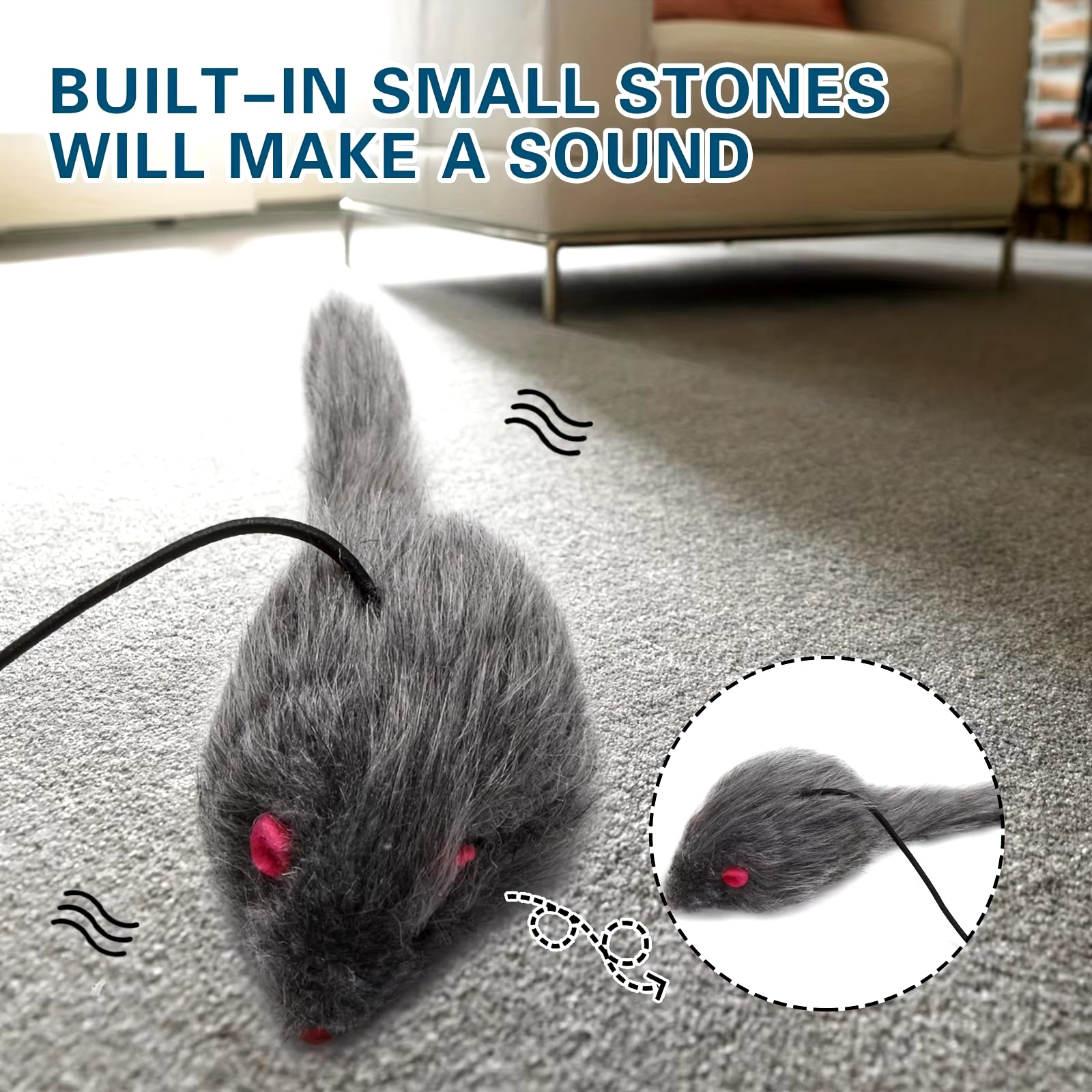 Interactive Plush Cat Teaser Toy Retractable Wand, Cartoon Design