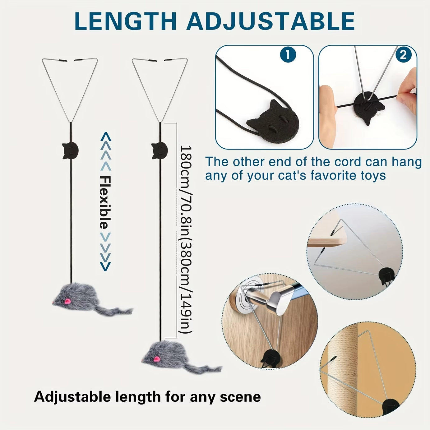 Interactive Plush Cat Teaser Toy Retractable Wand, Cartoon Design