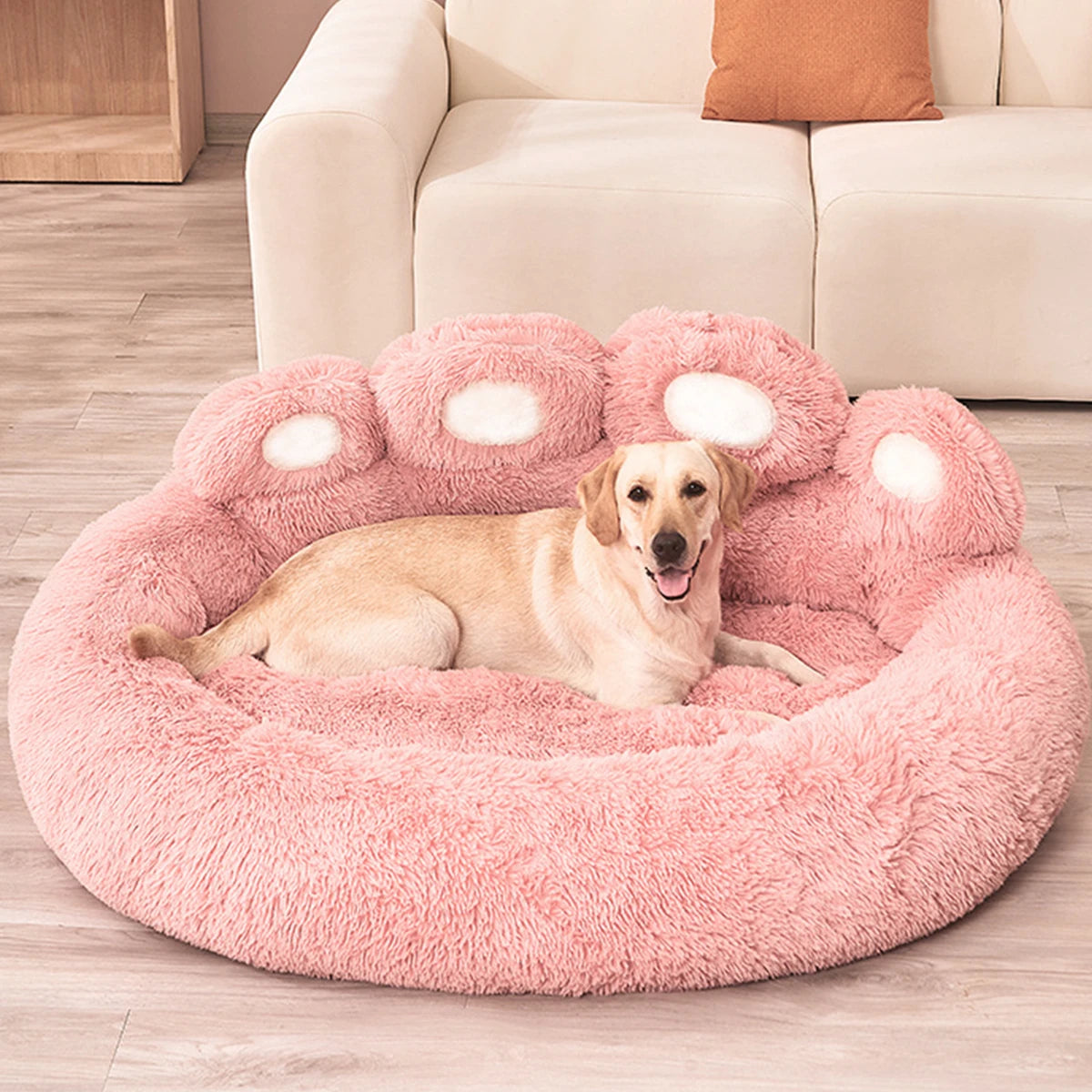 Large Fluffy Dog Bed - Cozy Sofa Style Pet Basket for Small to Medium Dogs
