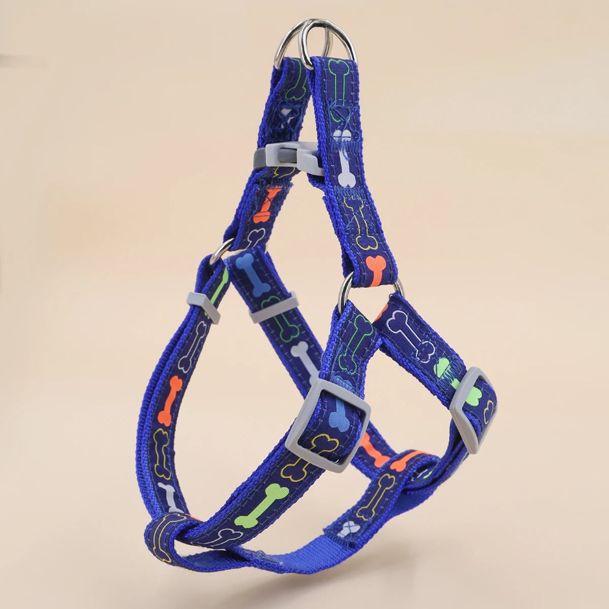 Colorful Bone Print Dog Harness – Indoor & Outdoor Use