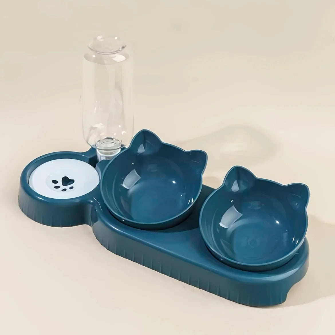 3-in-1 Tilted Cat Bowl Set with Water Feeder & Bottle
