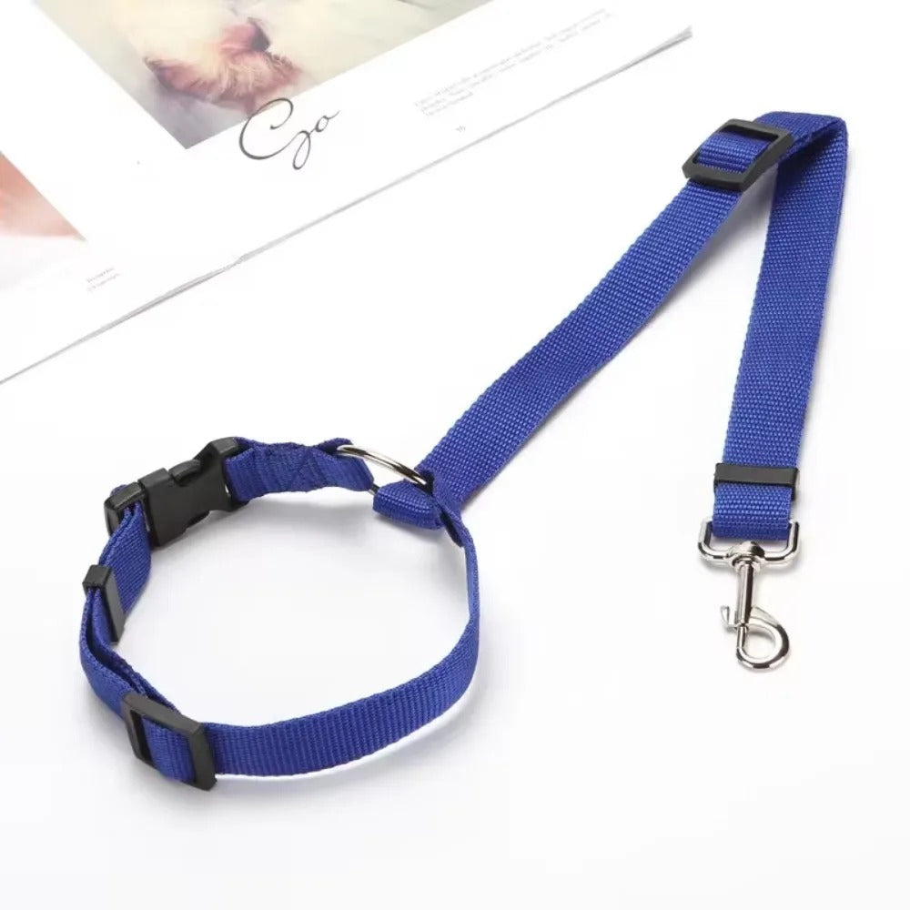 2-in-1 Dog Car Seat Belt & Leash – Adjustable Nylon Strap