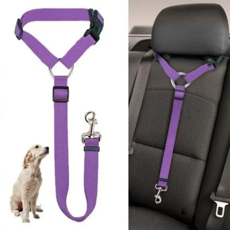 2-in-1 Dog Car Seat Belt & Leash – Adjustable Nylon Strap