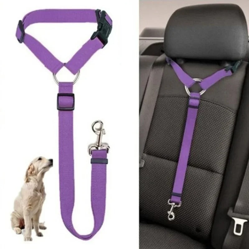 2-in-1 Dog Car Seat Belt & Leash – Adjustable Nylon Strap